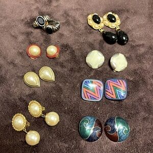 Vintage Clip on Earrings 8 pairs